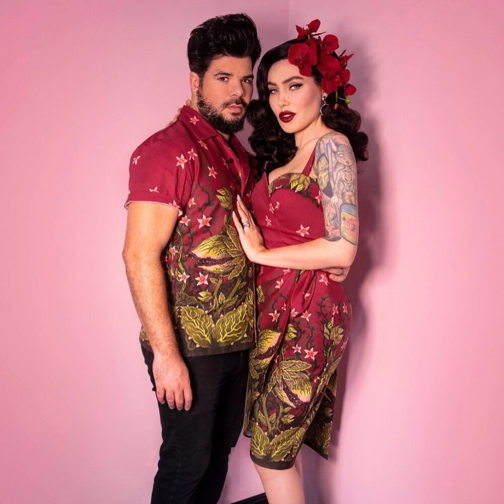 Vixen Men's Button Up in Maneating Monster Print